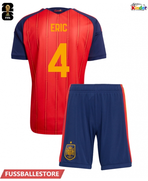 Günstige Spanien Eric Garcia #4 Heimtrikotsatz Kinder WM 2026 Kurzarm (+ Kurze Hosen)